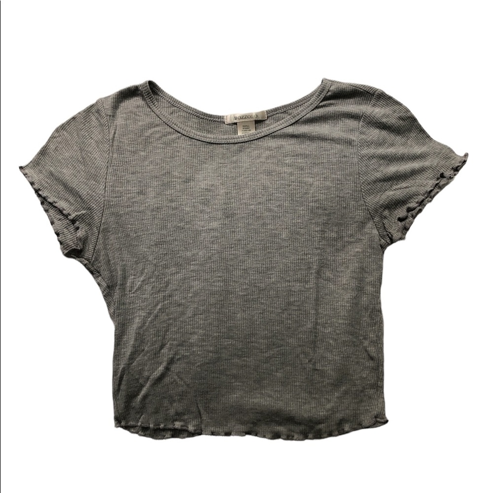 Gray Lettuce Hem Shirt